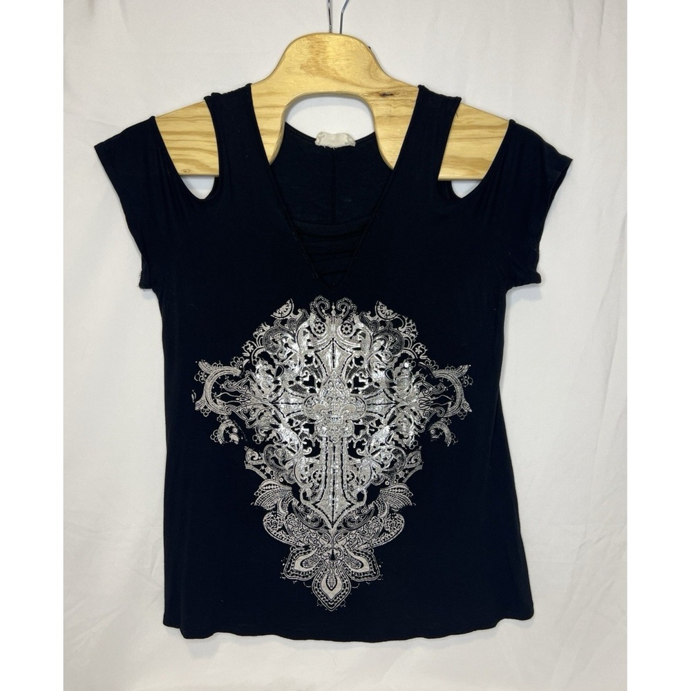 23‎ Love Street Cold Shoulder Short Sleeve Boho Shirt- XL/XXL - See Measurements